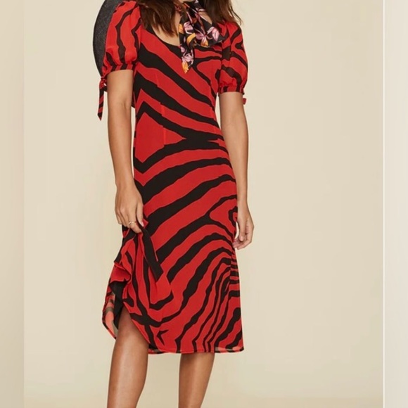 LPA Magda Dress in Zebra Print Red Black Size Large - Picture 13 of 13